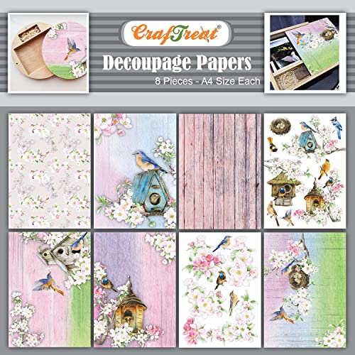 CrafTreat Decoupage-Papier – Vogelhäuser (8 Stück) von CrafTreat