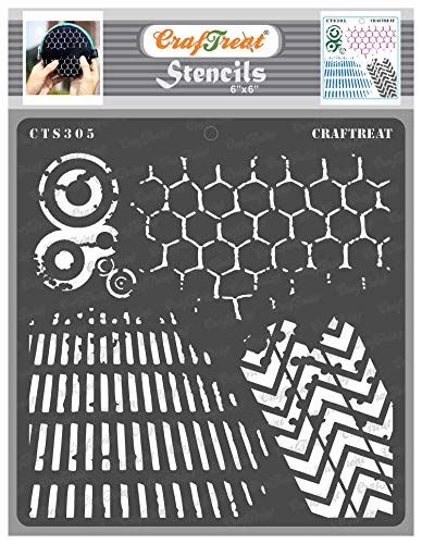 CrafTreat Reusable Pattern Stencils, Distressed Pattern II (15 cm x 15 cm),Pattern Stencils for Painting on Wood, Canvas, Paper, Fabric, Floor, Wall and Tiles, DIY Art and Craft Stencils von CrafTreat