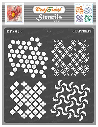 CrafTreat Distressed Stencils for Painting on Wood, Canvas, Paper, Fabric, Floor, Wall and Tile - Distressed Patterns - 6x6 Inches - Reusable DIY Art and Craft Stencils - Distress Stencil von CrafTreat