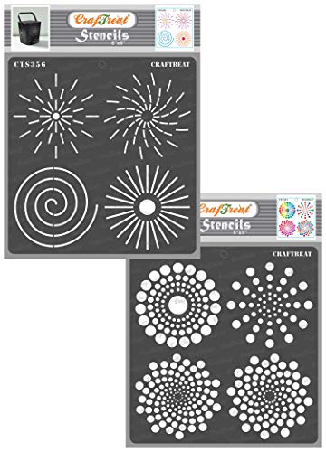 CrafTreat Dot Mandala Stencils for Painting on Wood, Canvas, Paper, Fabric, Floor, Wall and Tile - Dot Mandala Outlines and Dot Mandala Basics - 2 Pcs - 6x6 Inches Each - Reusable DIY Craft Stencils von CrafTreat