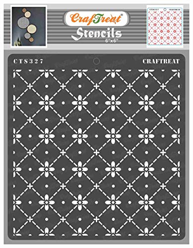 CrafTreat Dot Pattern Stencils for Painting on Wood, Tile, Canvas, Paper, Fabric and Floor - Dotted Diamond Flower Stencil - 6x6 Inches - Reusable DIY Art and Craft Stencils Patterns for Painting von CrafTreat