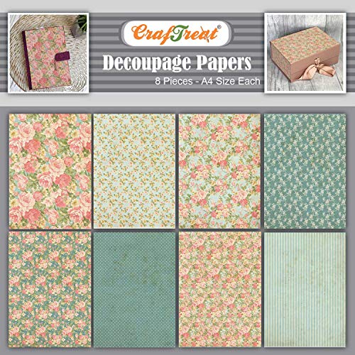 CrafTreat decoupage papier für Möbel-decoupage papier blumen - Mini Flowers Größe: A4 (8,3cm x 11,7cm) 8 Stück-reispapier decoupage-decoupage papier vintage-Decopatch-Papier - scrapbooking papier von CrafTreat