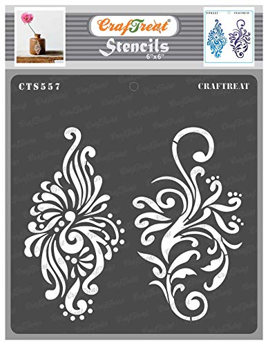 CrafTreat Flourish Mandala Stencils for Painting on Wood, Floor, Wall and Tiles - Peacock Florish (15 cm x 15 cm) Reusable DIY Arts and Crafts Stencils - Paisley Wall Stencil von CrafTreat