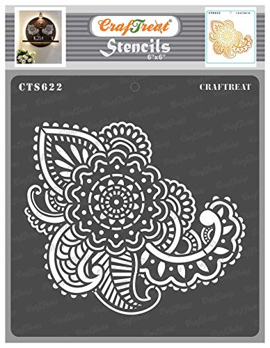 CrafTreat Henna schablonen zum malen An leinwand, holz, papier kunst, wand, boden, scrapbooking Und bullet journal -6X6 inches-wiederverwendbar Henna damast schablonen textilgestaltung für handwerk von CrafTreat