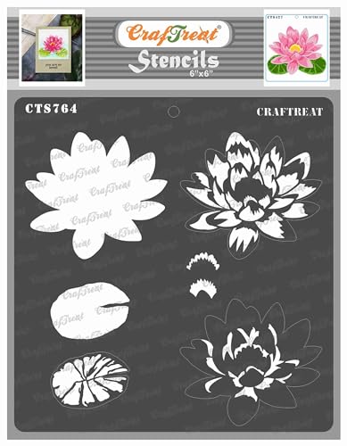 CrafTreat Geschichtete Lotusblumenschablonen zum Malen auf Holz, Wand, Fliesen, Leinwand, Papier, Stoff und Boden – mehrlagige Lotus-Schablone – 15,2 x 15,2 cm – wiederverwendbare DIY-Kunst- und von CrafTreat