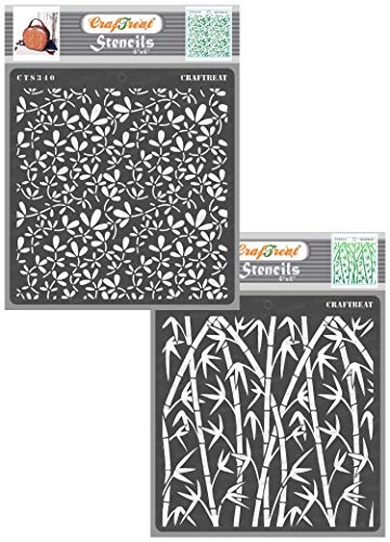 CrafTreat Leaf Stencils for Furniture Painting - Foliage1 and Bamboo Forest Stencil (2Pcs) Size: 15x15 cms - Nature Stencils for Crafts Reusable - Foliage Stencil for Painting von CrafTreat