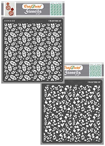 CrafTreat Pattern Stencils for Painting on Wood, Wall, Tile, Canvas, Paper, Fabric and Floor - Scattered Leaves and Foliage 2-2 Pieces - 6 x 6 Inches Each - Reusable DIY Art and Craft Stencils von CrafTreat