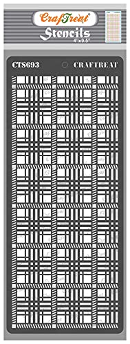 CrafTreat Plaid-Schablonen zum Bemalen auf Holz,2 Stufen,Plaid III,Slimline Schablonen,Layering Schablonen Größe(10 x 24 cm)(2Stück) wiederverwendbare schablonen für Malen auf Leinwand,Papier,Wand von CrafTreat