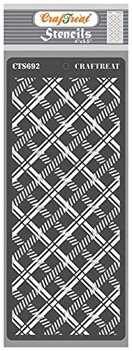 CrafTreat Plaid Stencils for Painting on Wood 2 Tiers Plaid Slim Stencils Layering Stencils Size 10x24cm Checkered Stencil Reusable von CrafTreat