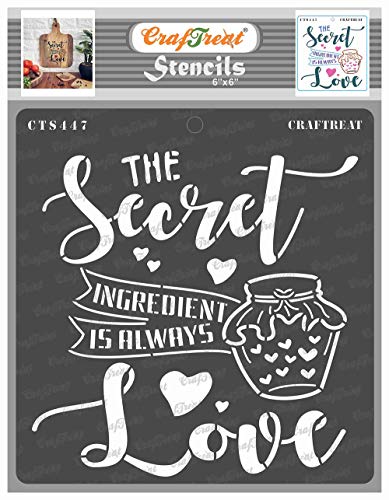 CrafTreat Quote Stencils for painting on Wood, Canvas, Paper, Fabric, Floor, Wall and Tile - Secret Ingredient - 6x6 Inches - Reusable DIY Art and Craft Stencils - Kitchen Decor Stencils for painting von CrafTreat