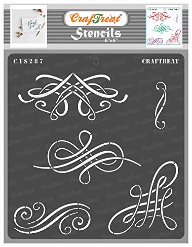 CrafTreat Swirls Calligraphy Stencils for Painting on Wood, Canvas, Paper, Fabric, Floor - Calligraphy Swirl Stencil - Size: 15x15 cms - Reusable DIY Craft Stencils for Painting Calligraphy Design von CrafTreat