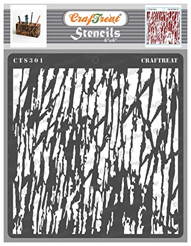 CrafTreat Texture Stencils for Furniture Painting Vintage - Tree Bark - Size: 15 x 15 cm - Tree Bark Stencils for Crafts Reusable - Background Stencil for Card Making von CrafTreat