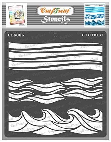 CrafTreat Wave Stencils for Painting on Wood, Canvas, Paper, Fabric, Floor, Wall and Tile Waves - 6 x Inch Reusable DIY Art Craft Stencils by Scene Nature von CrafTreat