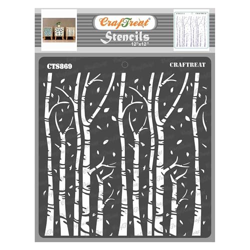 CrafTreat Wiederverwendbare Herbstbäume und Wandmuster-Schablonen, 30,5 x 30,5 cm, zum Malen auf Holz, Wand, Fliesen, Leinwand, Papier, Stoff und Boden – DIY von CrafTreat