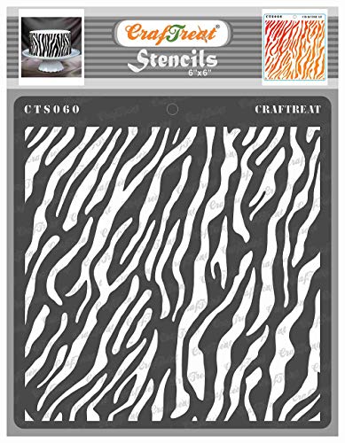 CrafTreat Zebra Stencils for Painting on Wood, Canvas, Paper, Fabric, Floor, Wall and Tiles - Zebra Skin 6 x Inch Reusable DIY Art Craft Pattern Stencil von CrafTreat