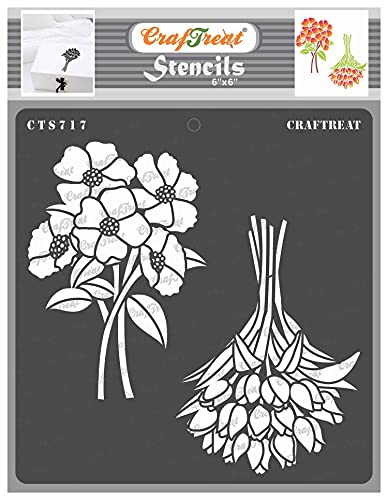 CrafTreat blumen schablonen zum malen An leinwand, holz, papier kunst, wand, boden, fliese und scrapbook zubehör-6x6 inches-wiederverwendbar DIY anemone und tulip schablone-bullet journal schablonen von CrafTreat