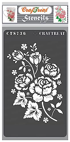 CrafTreat geschichtete Rosenstrauß-Schablonen zum Malen auf Holz, wiederverwendbar – Flower Fusion Sunflower Slimline-Schablone – Größe: 10,2 x 20,3 cm – (2 Stück) geschichtete Blumenschablone von CrafTreat