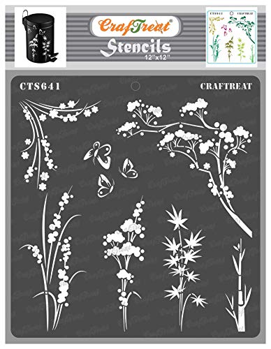 CrafTreat schablonen zum malen An leinwand, holz, papier kunst, wand, boden, fliese und scrapbook zubehör-12X12inches-wiederverwendbar DIY wild flowers Hintergrund Stencil - bullet journal schablonen von CrafTreat