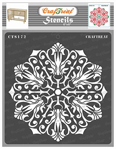 CrafTreat wiederverwendbare Doily-Mandala-Schablonen zum Malen auf Holz, Wand und Fliesen – Flourish Doily – 15,2 x 15,2 cm – DIY-Kunst- und Bastelschablonen – Doily-Schablone von CrafTreat