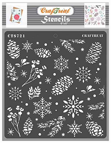 CrafTreat wiederverwendbare Schneeflocken-Schablonen zum Malen auf Holz – Winter – 15,2 x 15,2 cm – Feiertagsschablonen für Blumenhandwerk – Weihnachtsschablonenvorlage von CrafTreat