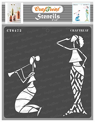 CrafTreat wiederverwendbare Stammes-Schablonen zum Malen – Genießen Sie Musik – 15,2 x 15,2 cm – afrikanische Schablonen zum Malen – Musik-Wandschablonen – Stammes-Wandschablone von CrafTreat