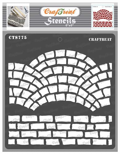 CrafTreat wiederverwendbare Ziegel-Schablonen zum Malen auf Holz, Wänden, Möbeln, Böden und Fliesen – Fancy Bricks 15,2 x 15,2 cm – Schablonen für Scrapbooking – große Wandschablonen von CrafTreat