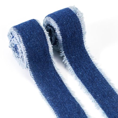 Crafans 10 Meter Denim-Bänder, 1 cm breit, Stoffstoff, Stich, Denimband, blaues Jeansband für DIY, Handwerk, Stirnband, Nähen, Projekt, Kleidungszubehör, Königsblau von Crafans