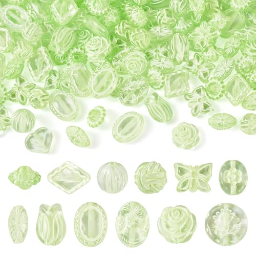 Crafans 100 g transparente, sortierte Blumen-Abstandshalter, ovale und Herz-Armbänder, Acrylperlen, Großpackung, Bastelperlen für DIY-Armbänder, Halsketten, Schlüsselanhänger, Schmuckherstellung, von Crafans