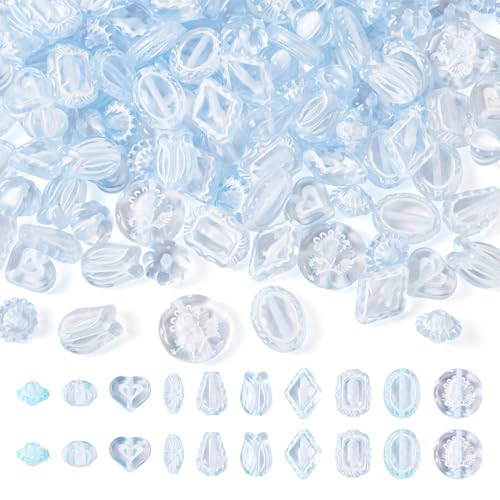 Crafans 100 g transparente, sortierte Blumen-Abstandshalter, ovale und herzförmige Perlen, Acrylperlen, Großpackung, Bastelperlen für DIY-Armbänder, Halsketten, Schlüsselanhänger, Schmuckherstellung, von Crafans