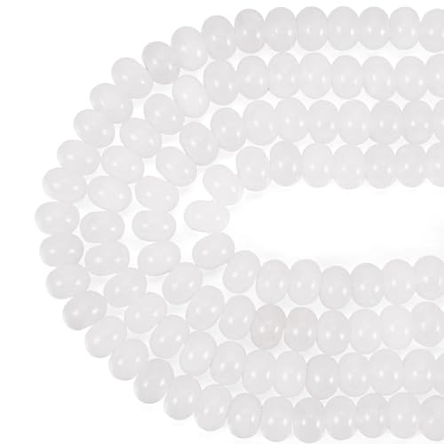 Crafans 2 Stränge, natürliche weiße Jadeperlen, 8 mm, Schmuckperlen, natürliche Jade, Armbandperlen, Großpackung für DIY-Armbänder, Halsketten, Schmuckherstellung von Crafans