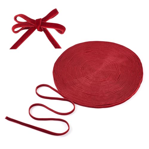 Crafans 20 Meter Samtbänder, dunkelrot, 6 mm breit, doppelseitig, Samtbänder, Schleifenherstellung, Bänder für Bastelarbeiten, Geschenkverpackungen, Schleife, Choker, Haargummi von Crafans