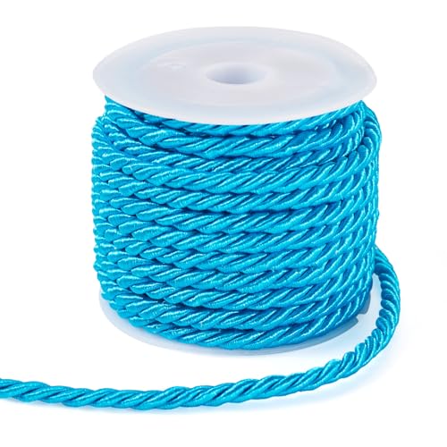 Crafans 3 mm dicke Polyesterschnur, 3-lagig, Polyester-Seile, dekorative Schnur, glänzend, zum Aufhängen, Dekoration, Vorhänge, Raffhalter, Tasche, Kordelzug, Hausdekoration, Blau von Crafans