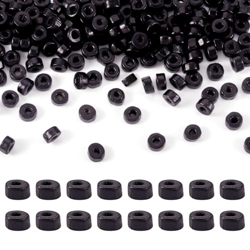 Crafans 600 Stück natürliche Ahornholzperlen, flach, rund, schwarze Holzperlen, 6 mm, Abstandshalter für DIY-Armbänder, Schlüsselanhänger, Schmuckherstellung von Crafans