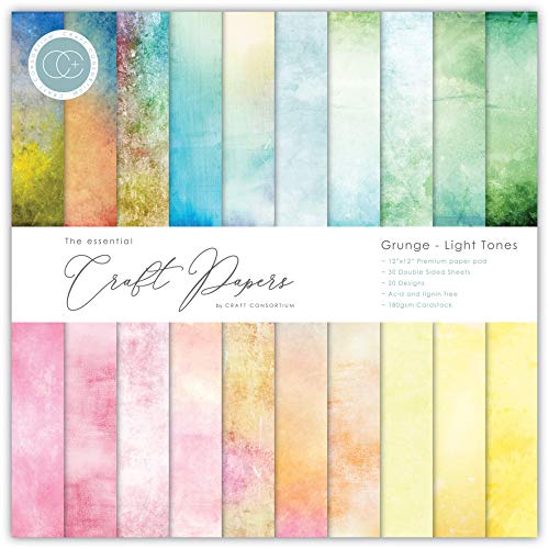 Craft Consortium Double-Sided Paper Pad 12"X12" 30/Pkg-Grunge-Light Tones, 20 Designs von Craft Consortium