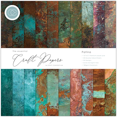 Craft Consortium Double-Sided Paper Pad 12"X12" 30/Pkg-Patina, 20 Designs CCPAD017 von Craft Consortium