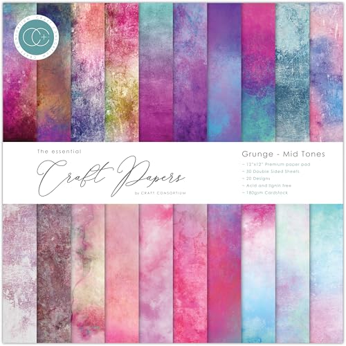 Craft Consortium The Essential Craft Papers – Grunge – Mitteltöne 30,5 x 30,5 cm Papierblock von Craft Consortium