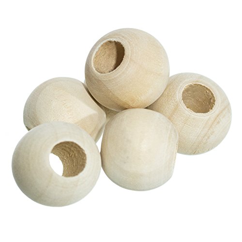 Craft County (– 20 Stück 2,5 cm natur Holz rund Ball Spacer Perlen – Charms für DIY Handwerk von Craft County