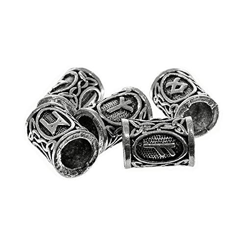 Keltische Wikinger-Runenperlen aus Metall – zum Erstellen von Armbändern, Halsketten oder anderem Schmuck und Zubehör (Antiksilber, 10 Stück) von Craft County