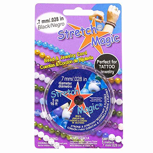 Pepperell Stretch Magic Bead Jewelry Elastische Kordel Schnur | Transparente Perle Schwarz | 5 m 25 m 100 m | 0,5 mm 0,6 mm 0,7 mm 0,8 mm 1 mm Durchmesser von Craft County