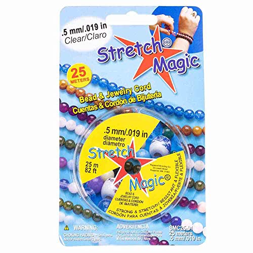 Pepperell Stretch Magic Bead Schmuck Elastische Schnur Schnur | Transparent Perlschwarz | 5 m 25 m 100 m | 0,5 mm 0,6 mm 0,7 mm 0,8 mm 1 mm Durchmesser von Craft County