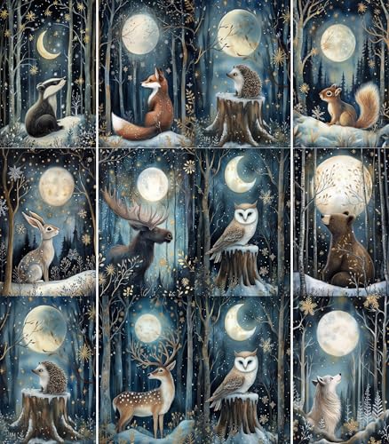 Forest Night Reispapier, 21 x 26,5 cm (6 Blatt) – Decoupage-Papier, 6 Designs für Collage, gemischte Medien, Kartenherstellung und Basteln, Decoupage von CRAFT KREATIVELY von Craft Kreatively