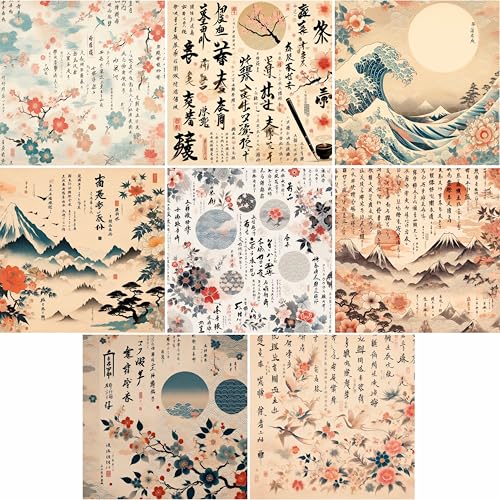 Japanisches Reispapier, 29 x 29 cm (2 Blatt), Decoupage-Papier, 8 Designs für Collage, gemischte Medien, Kartenherstellung und Basteln, Decoupage von CRAFT KREATIVELY von Craft Kreatively