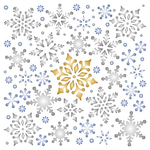 Schablonen für Wände: Allover Snowflakes Schablone, 11,4 x 11,4 cm, Weihnachtsschneepapier von Craft Kreatively