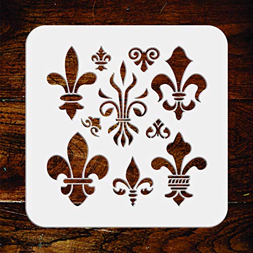 Stencil Company - Schablone mit Fleur de Lis - 16,5 x 16,5 cm von Craft Kreatively