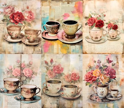 Tea for Two Reispapier, 21 x 26,5 cm (6 Blatt) – Decoupage-Papier, 6 Designs für Collage, gemischte Medien, Kartenherstellung und Basteln, Decoupage von CRAFT KREATIVELY von Craft Kreatively