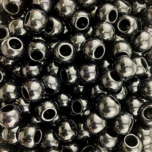 400 schwarze Acrylperlen mit großem Loch, 10 mm, mit 4,8 mm Loch, glänzend, Schwarz von Craft Making Shop