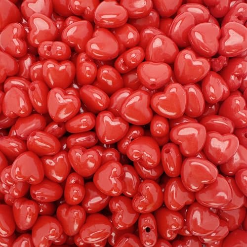 Acrylperlen in Herzform, 10 x 11 mm, mit 2,1 mm Loch, Rot, 500 Stück von Craft Making Shop