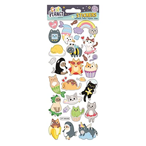 Craft Planet Lustige bunte Aufkleber – Super Cats sind das ideale Verzierungszubehör für Scrapbooking und zum Basteln von Büchern, Geschenken und Produkten von Craft Planet