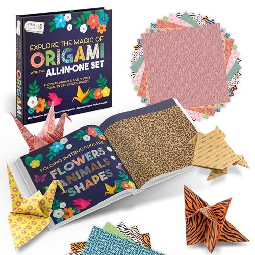 Craft Sensations Origami Papier Buch Deluxe - Origami Faltblätter 16 x 16 CM - Faltanleitungen für Tiere, Blumen und Formen - 140 Faltblätter - Basteln für Kinder und Erwachsene - Origami falten von Craft Sensations by Grafix