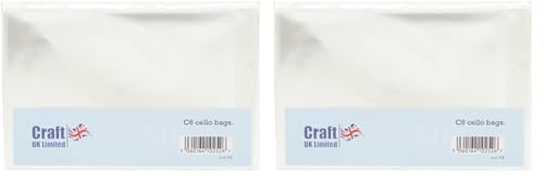 Craft UK C6-Polybeutel, transparent, 50 Stück, 11,9 x 18,6 x 0,1 cm (Packung mit 2) von Craft UK Limited